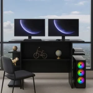 Escrivaninha Mesa Para Computador Gamer Cor Preto - Imagem 7