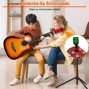 Kit 38in Violão Acústico Clássico Iniciante Afinador+estojo - Imagem 3