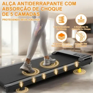 Esteira Elétrica Ergométrica Ginástica Inclinacão 12km 2.5hp Preto - Imagem 4