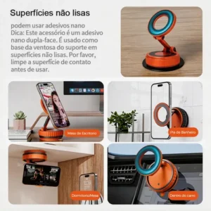 Suporte Celular Carro Magnético Rotativo 360dobrável Ventosa - Imagem 4