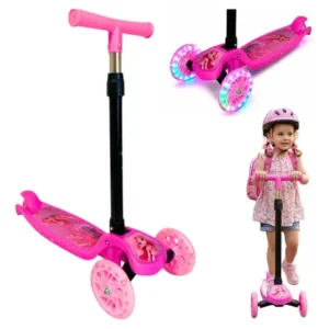 Patinete Infantil 3 Rodas Para Menina Dobrável Ajustável Rodinhas Gel com Led Atacarejo Kids Suporta 30kg - Imagem 7
