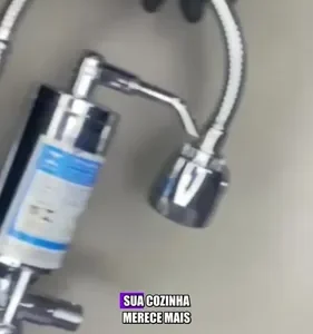 Torneira com Filtro para Cozinha Bica Flexível Móvel Em Abs Carbon Block Purificador De Agua Com Refil Instalado Registro 1/4 de Volta Gourmet Parede Luxo Chuveirinho 2 Modos de Jatos - Imagem 17