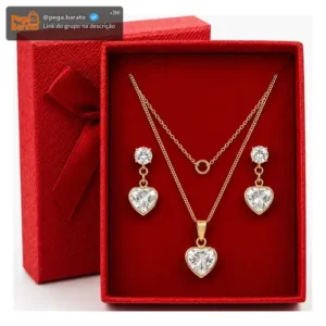 Corrente Feminina Conjunto + Brincos Folheados A Ouro Top - Imagem 1