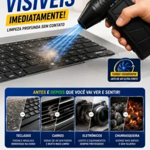 Mini Ventilador Soprador Ar Turbo 130000rpm Assoprador Sem Fio Recarregável Usb 3 Níveis Jato Forte Portátil Multiuso Limpeza Teclado Carro Acende Churrasqueira Davely - Imagem 6