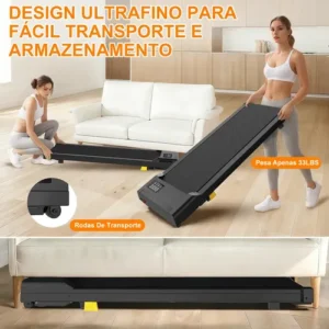 Esteira Elétrica Ergométrica Ginástica Inclinacão 12km 2.5hp Preto - Imagem 9