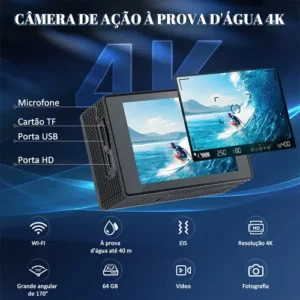 Câmera De Ação À Prova D'água Hd 4k 2 Baterias+32gb Memória - Imagem 2