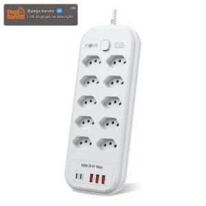 Filtro De Linha Régua Extensão 10 Tomadas Com 3 Usb E 2 Pd - Imagem 1