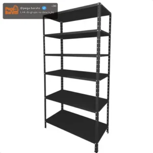 Estante Armário Prateleira de Aço 6 Bandeja Organizador Multiuso preta suporta 150kg 190cm x 90cm x 28cm - Imagem 1