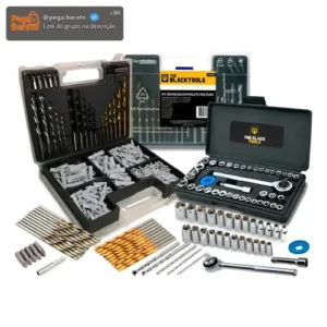 Jogo De Brocas Buchas E Bits Com 300 Peças E Maleta + Kit Chaves Catraca Reversível 40 Peças The Black Tools - Imagem 1