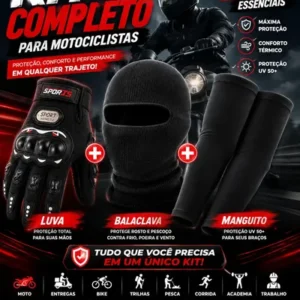Kit Moto Luva Touch Balaclava Manguito Proteção Uv50+ - Imagem 8