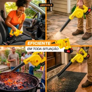 Soprador De Folhas Sem Fio Bateria Elétrico Com Saco Coleto - Imagem 3