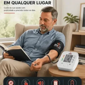 Aparelho Medidor de Pressão Arterial Aferidor Monitor Digital Uso Doméstico Automático Residencial Pressão De Braço Braçadeira Pulso Manguito Ajustável Memória Leitura Adultos Crianças Portátil - Imagem 7