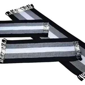 Kit Passadeira Para Cozinha De Tear 3 Peças Preto Listrado - Imagem 3