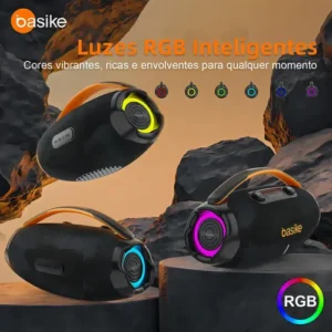 Caixa De Som Basike Ba-RAD207 80W Rádio FM Bluetooth 5.3 TWS RGB Bass Boost 9000mAh - Imagem 3