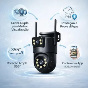 Kit 2 Câmeras de Segurança IP WiFi Interna Externa Full HD 360° Visão Noturna Detecção de Movimento Áudio Bidirecional Monitoramento Residencial - Imagem 6