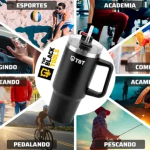 Copo Térmico Gigante 1,2l Inox Com Tampa E Canudo Aço Inox - Imagem 8