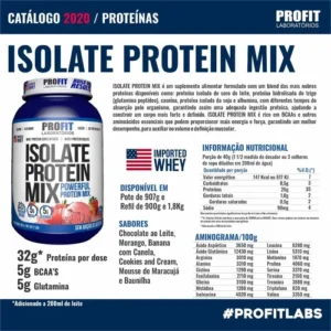 Whey Isolate Protein Mix Refil 900g - Profit Sabor Morango - Imagem 3