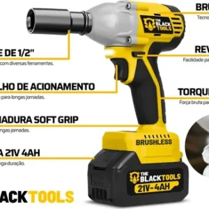 Chave De Impacto 21v Brushless Com Maleta Jogo De 46 Soquete - Imagem 5