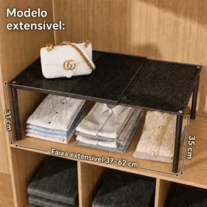 Organizador De Armário Extensível 37 A 62cm Preto - Imagem 2