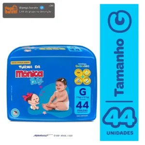Fralda Turma Da Mônica Baby Mega G 44 Unidades G - Imagem 1