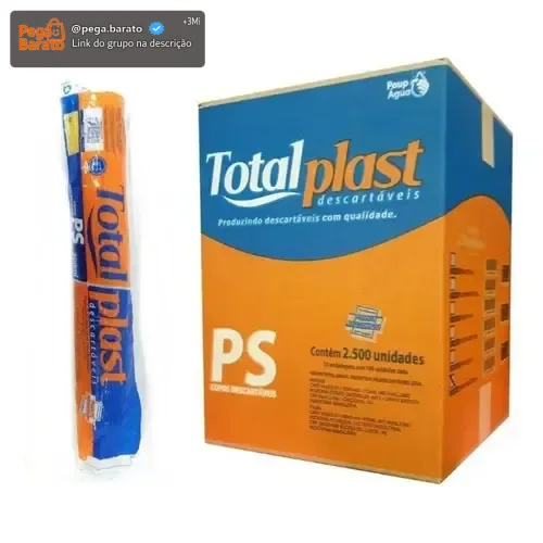 Copo Plástico Descartável 180ml Caixa 2500un Totalplast Cor Transparente