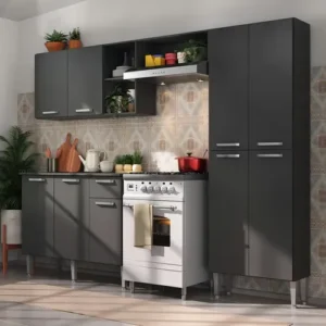 Armário de Cozinha Compacta Pequim UP Multimóveis com Balcão - Preto - Imagem 8