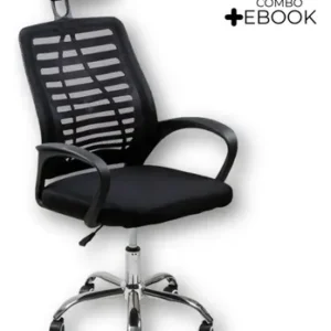 Cadeira de escritório Oficial Webshop Mesh Diretor ergonômica preta com estofado de malha - Imagem 4