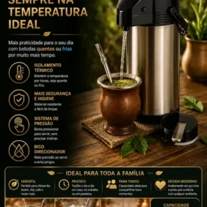 Garrafa Termica De Inox 1,9 Litros Café Ou Chimarrão Domero - Imagem 10