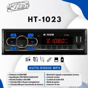 Som rádio automotivo bluetooth usb card sd aux fm mp3 H-tech - Imagem 2