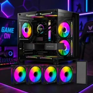 Gabinete Gamer Hayom Aquário Com 4 Cooler Fan Led Rgb - Imagem 2