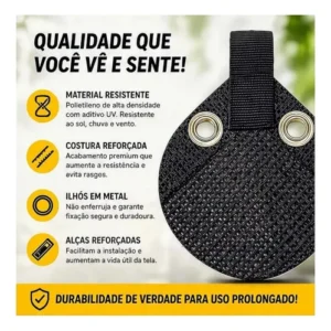 Tela Sombrite 90% Alças Reforçadas Toldo Garagem Piscinas - Imagem 5