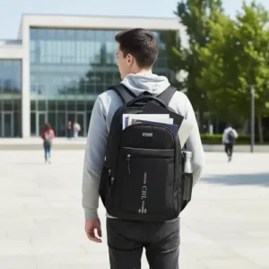 Mochila Grande Masculina Reforçada Notebook Preta Escolar - Imagem 7