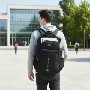 Mochila Grande Masculina Reforçada Notebook Preta Escolar - Imagem 7