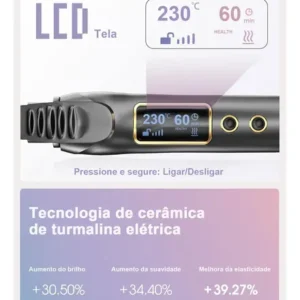 Modelador de Cachos BrisaBras 9mm Cerâmica Revestimento LCD 230°C Rosa Bivolt Duplo - Imagem 5