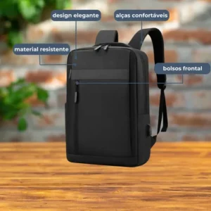 Mochila Bolsa Para Notebook 15.6 Executiva Modelo Premium Saída Usb Polares Cor Preto - Imagem 6