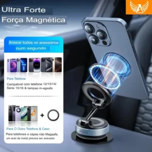Suporte Celular Carro Magnético Rotativo 360dobrável Ventosa - Imagem 10