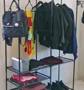 Closet Aberto IRSINA 2 Divisórias Preto com 6 Prateleiras Aço Inox - Imagem 2