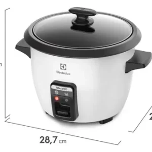Panela Elétrica Electrolux vapor arroz capacidade 1,3L 7 xícaras manter aquecido panela removível antiaderente tampa vidro RCB50 branca por Rita Lobo​ - Imagem 4