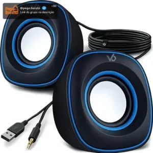 Caixa Caixinha De Som Computador Pc Notebook Subwoofer Amplificada 6w Usb P2 Azul Voxo - Imagem 1