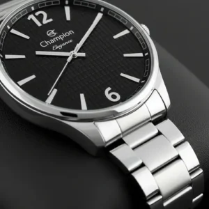 Relógio Masculino Champion CN27670T Cor da Correia Prateado com Fundo Preto Prova D´Agua 50 Metros Minimalista - Imagem 11