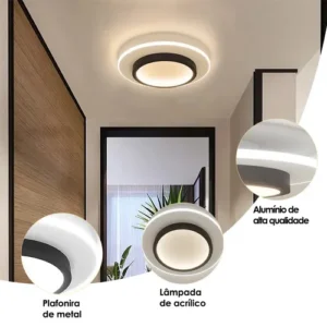 Luminária De Teto Sobrepor Plafon LED Pendente Redonda Luz Moderna - Luz Branco Frio, Quente e Neutro - Imagem 8