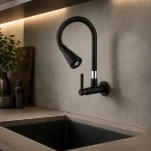 Torneira Gourmet Parede Cozinha Preta Flexível 2 Jatos Chuveirinho Cone 1/4 Volta Luxo Premium Silicone Cone Mais Vendida Preto Fosco - Imagem 8
