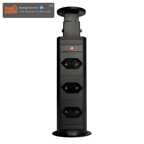 Torre 03 Tomadas Retrátil De Embutir Mesa Cozinha Sobrepor Bancada Escritório Totem Bivolt Plug 16A