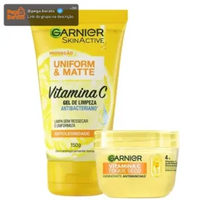 Kit Skincare Gel de Limpeza e Hidratante com Vitamina C, Ação Antioleosidade e Uniformizadora, Pele Iluminada e Hidratada, Uniform & Matte Garnier 150g - Imagem 1