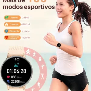 Smartwatch Chamada Relógio Inteligente Feminino/mulher Doura Dourado - Imagem 5