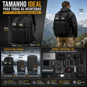 Mochila Masculina Tatica 50l Impermeavel Militar Reforçada - Imagem 6
