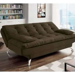 Sofá-cama 3 Lugares Casal Premium Ii Suede Café - Imagem 8