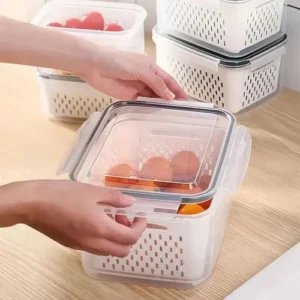 Kit 3 Organizadores Geladeira Alimentos Vegetais Com Tampas - Imagem 7