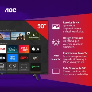 Smart Tv Roku Tv 50 7045 4k Uhd Aoc Bivolt - Imagem 3