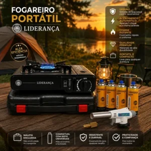 Kit Fogareiro Fogão Portátil Camping Pesca + Acessórios - Imagem 3